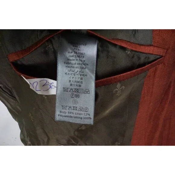John Varvatos Linen Blend Rust Orange Sport Coat Jacket Coat Sz 40 NEW